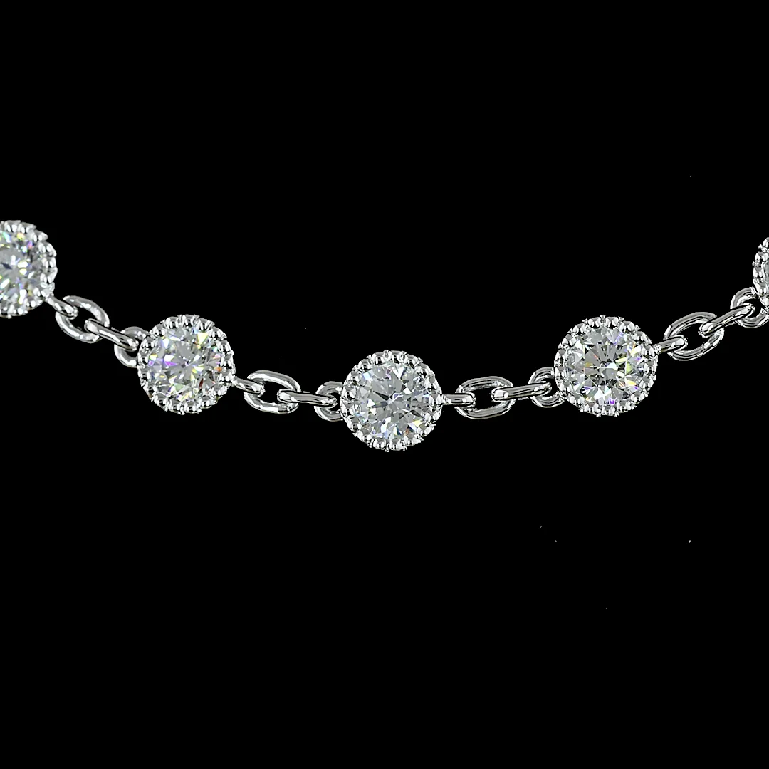 6.17 Cts 14k White Gold Round Shape Station Necklace - Image 3