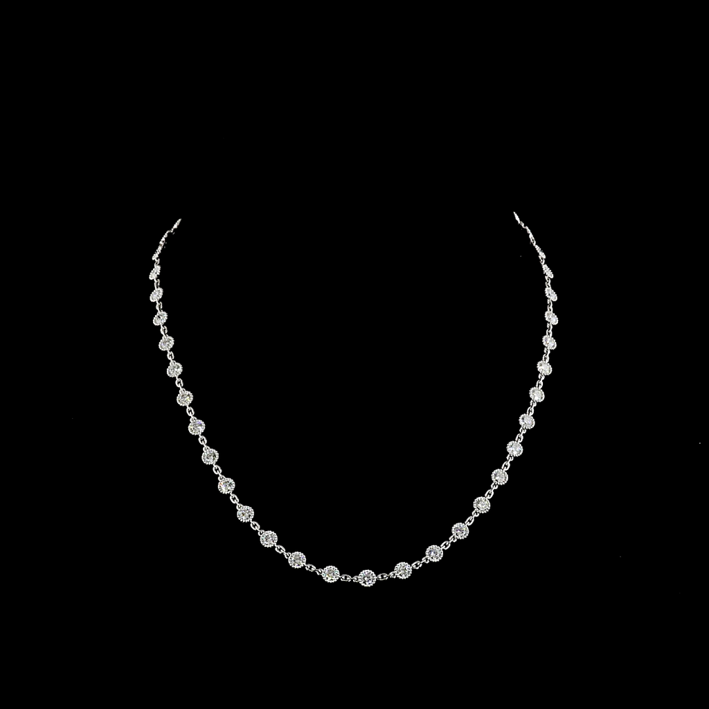 6.17 Cts 14k White Gold Round Shape Station Necklace - Video