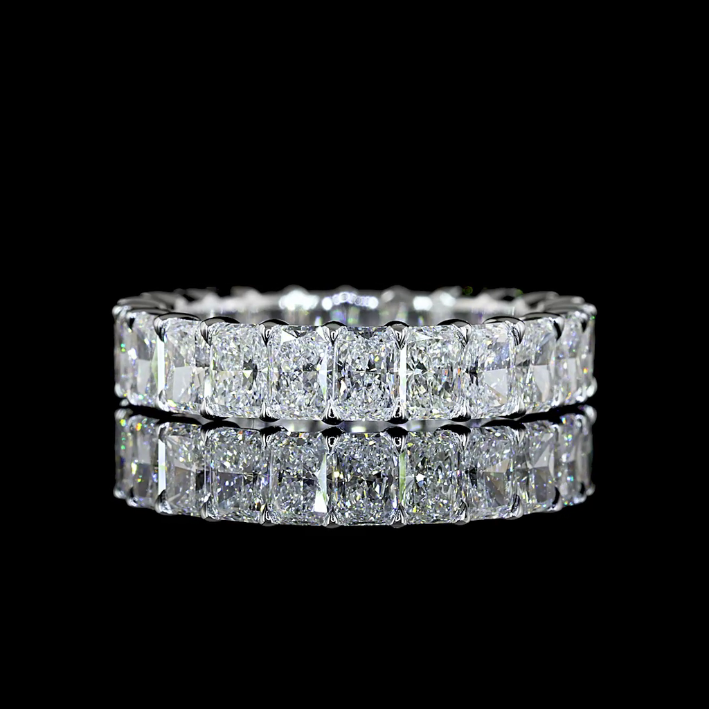 3.57 Cts 14k White Gold Radiant Shape Eternity Band Eternity Band - Video