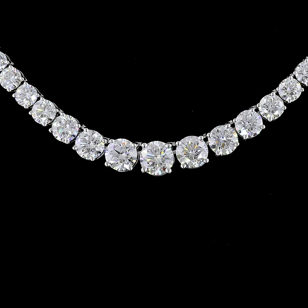 10.21 Cts 14k White Gold Round Shape Riviera Necklace - Image 3