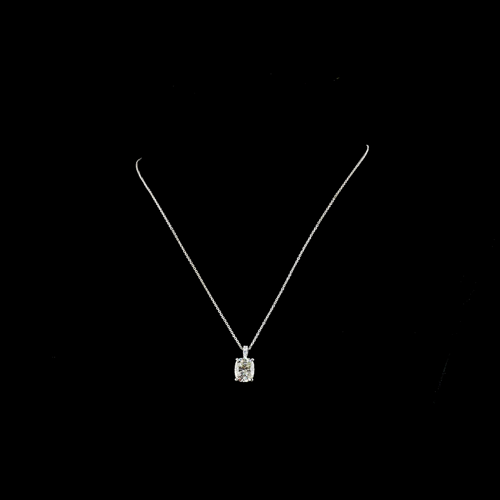 3.49 Cts 14k White Gold Cushion Brilliant Shape Pendant Pendant - Video
