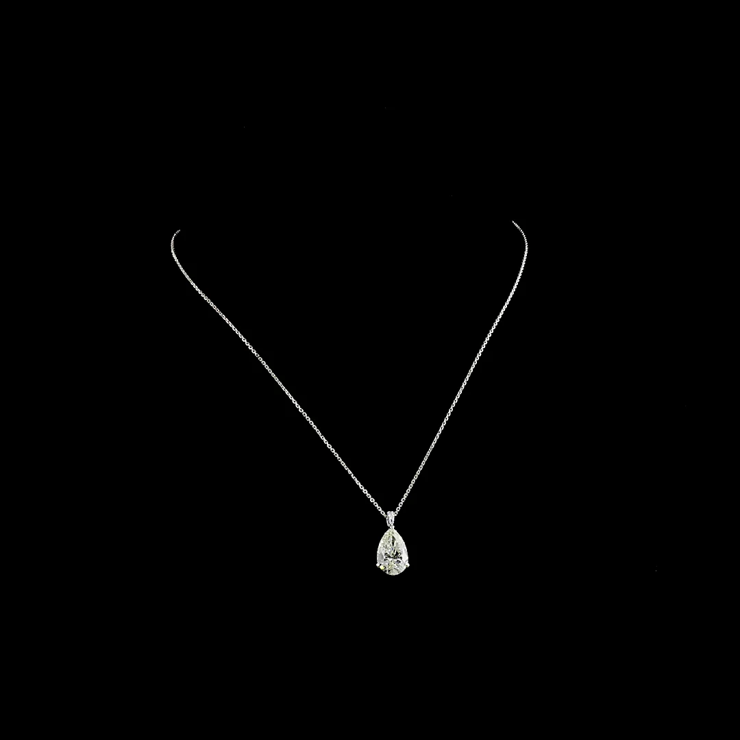 4.07 Cts 14k White Gold Pear Shape Pendant Pendant - Video