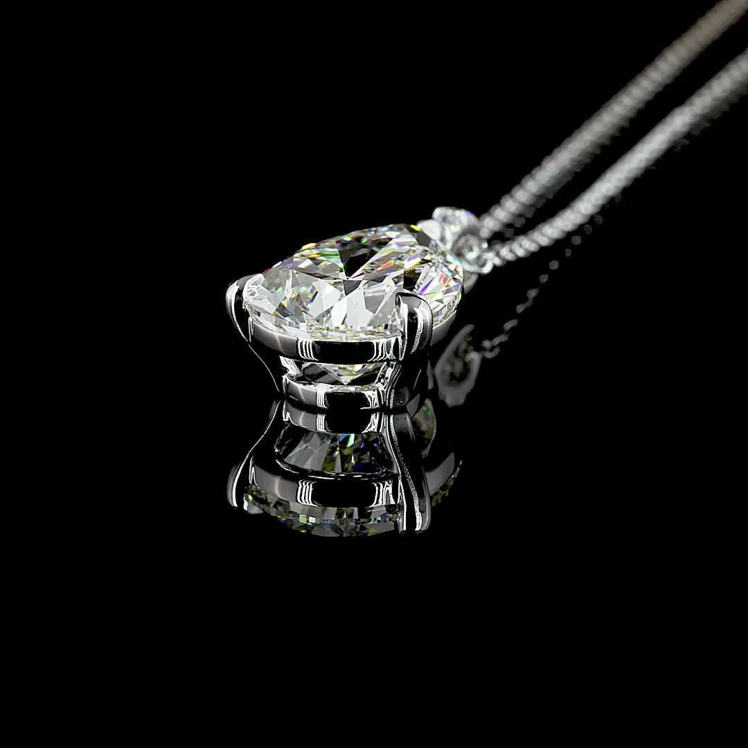 3.4 Cts 14k White Gold Pear Shape Pendant Pendant - Image 4