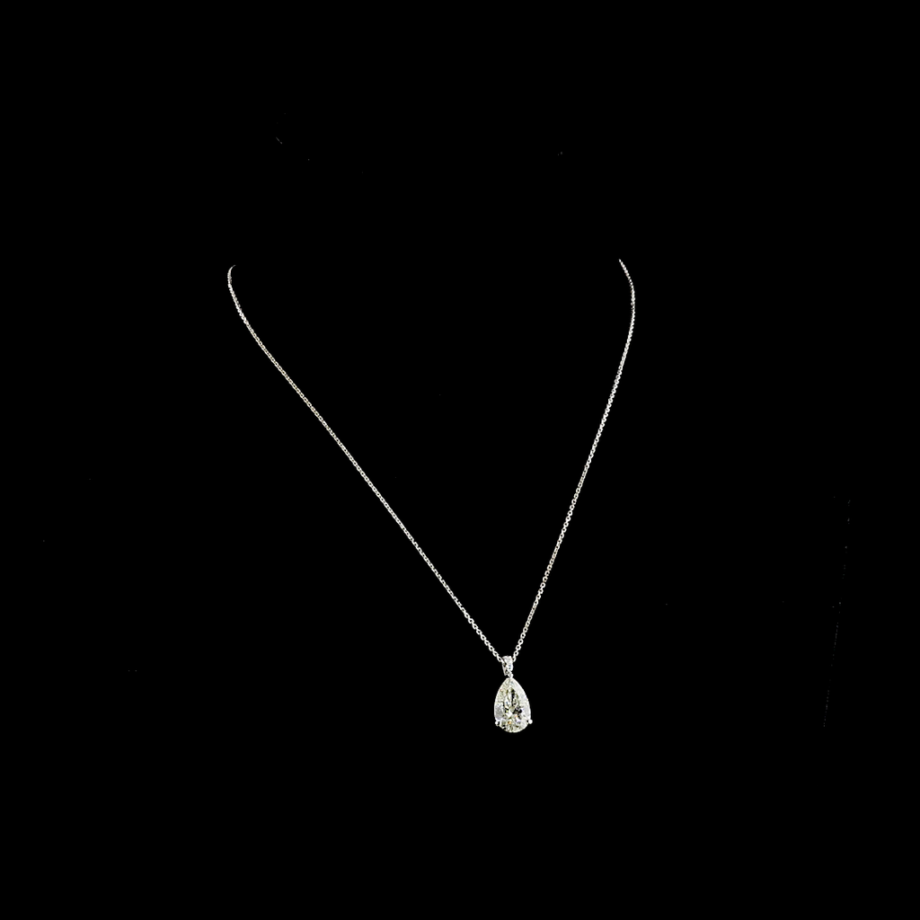 3.4 Cts 14k White Gold Pear Shape Pendant Pendant - Video