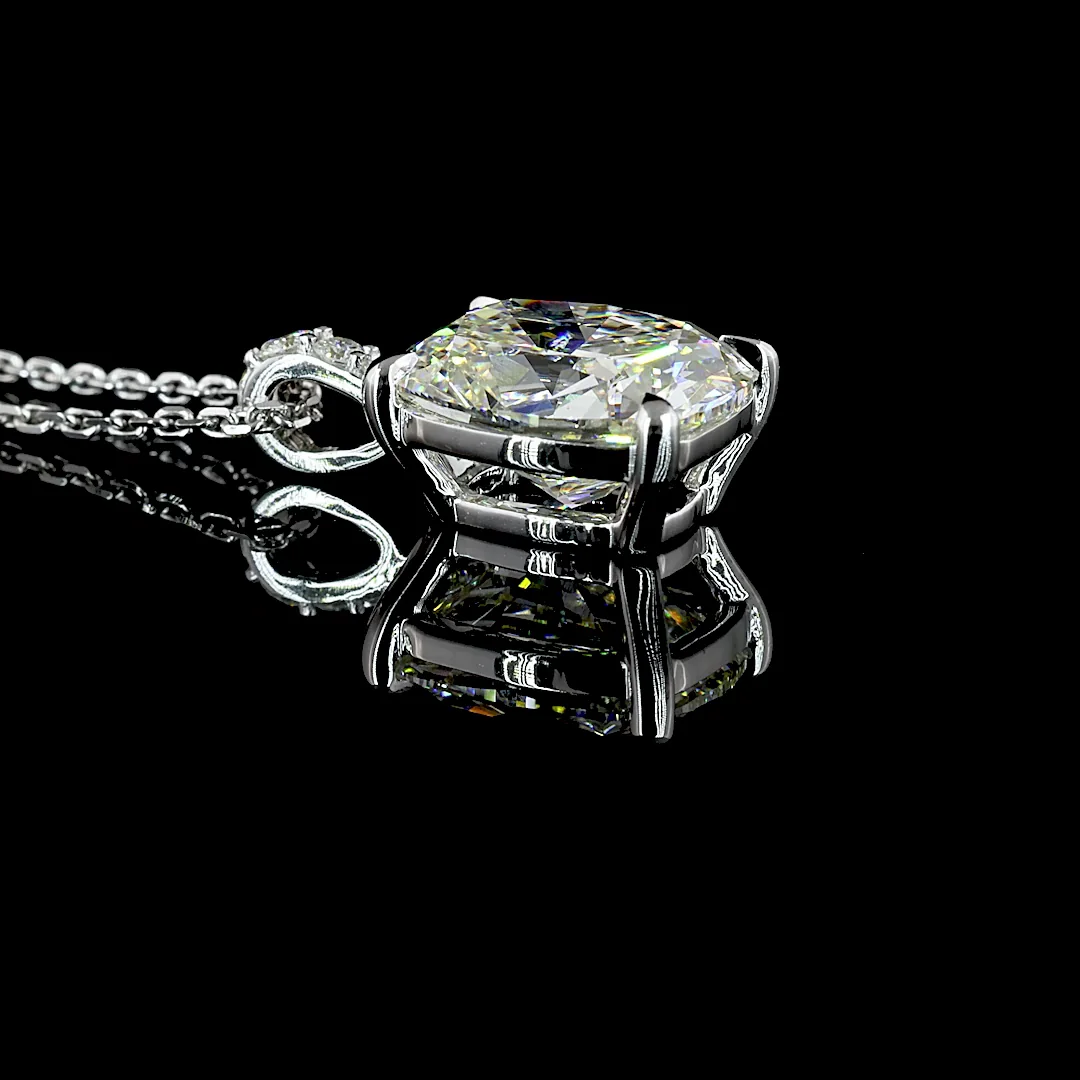 3.64 Cts 14k White Gold Cushion Brilliant Shape Pendant Pendant - Image 2