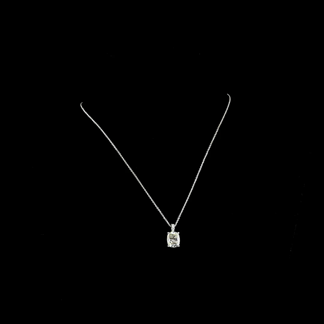 3.64 Cts 14k White Gold Cushion Brilliant Shape Pendant Pendant - Video
