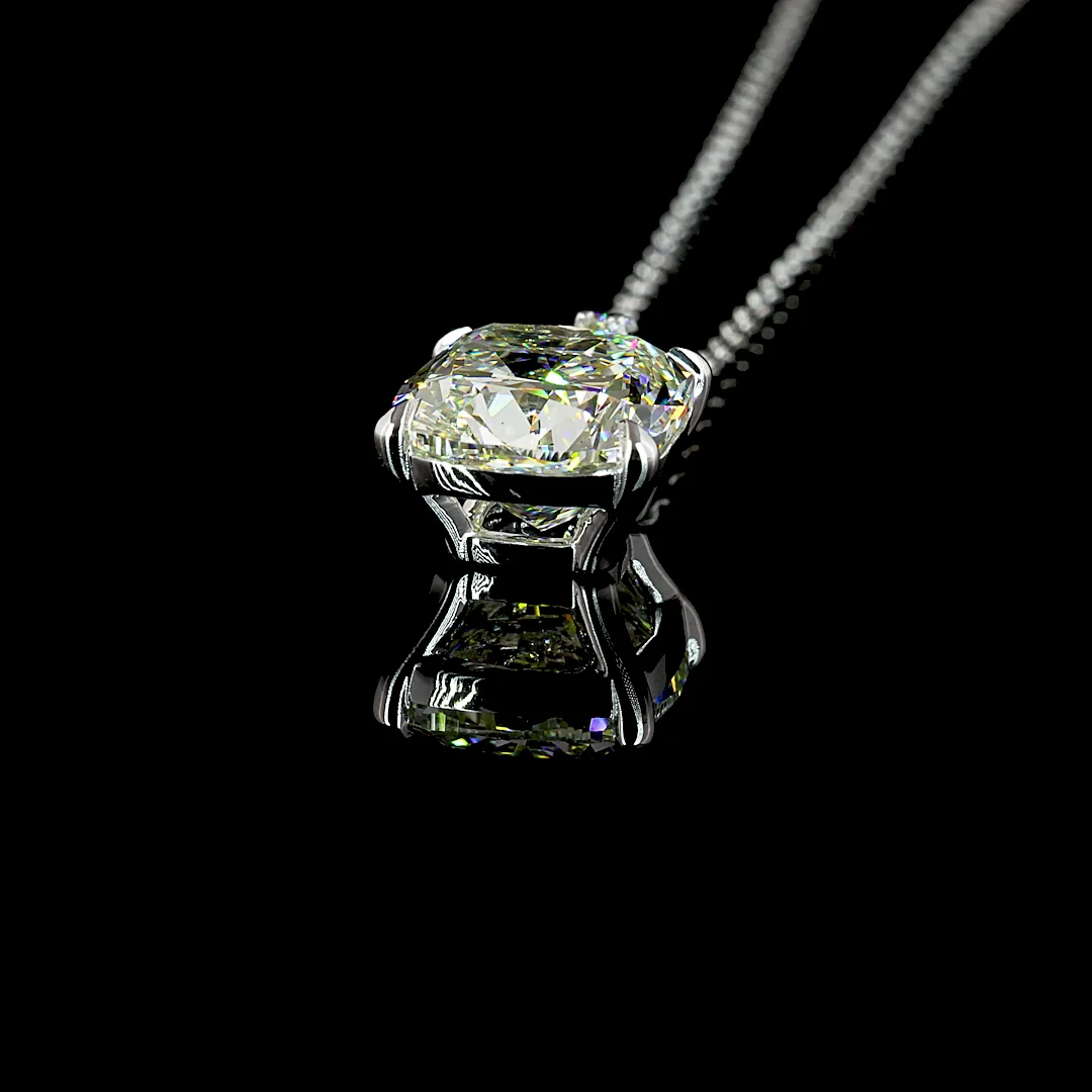 2.98 Cts 14k White Gold Cushion Brilliant Shape Pendant Pendant - Image 4