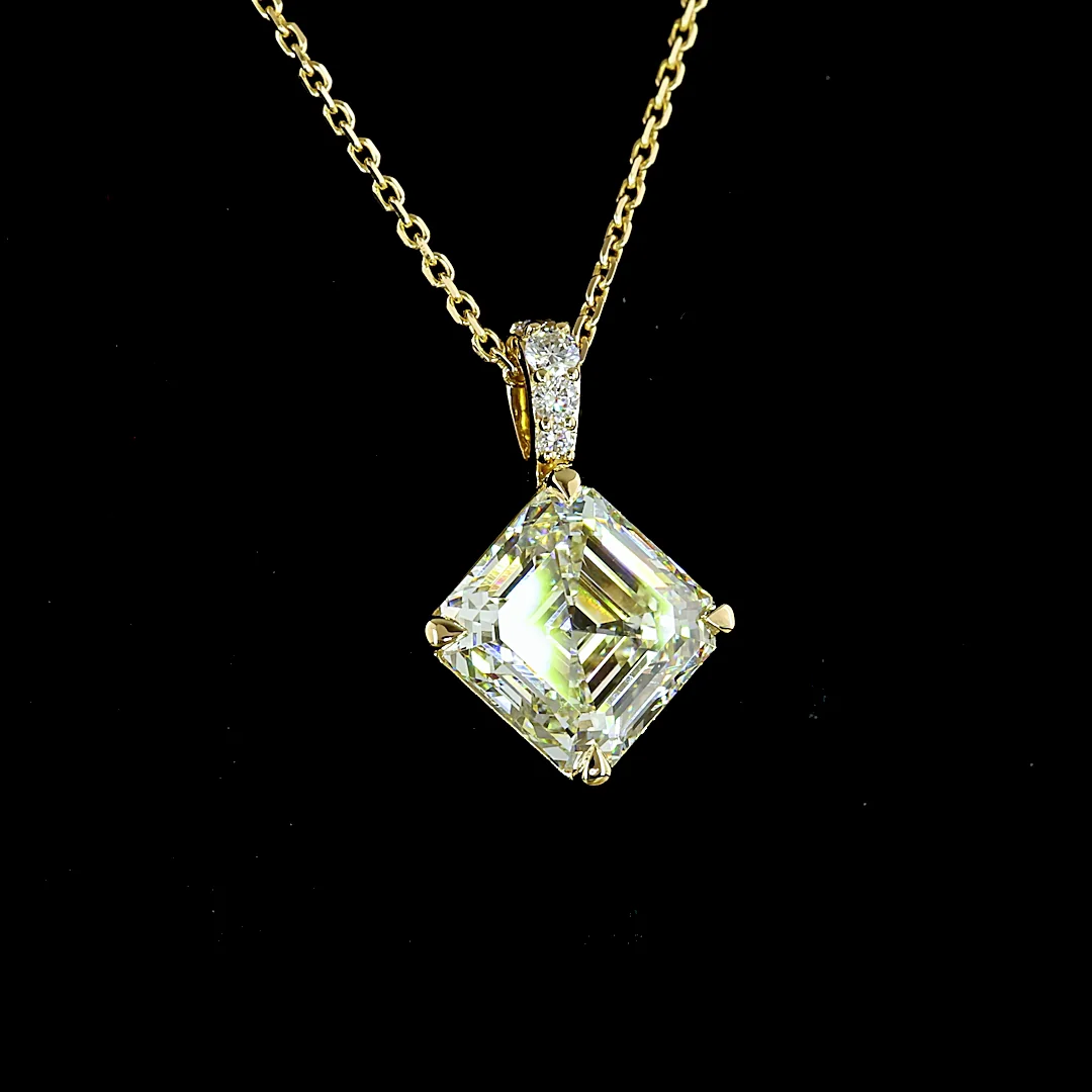 3.14 Cts 14k Yellow Gold Asscher Shape Pendant Pendant - Image 3