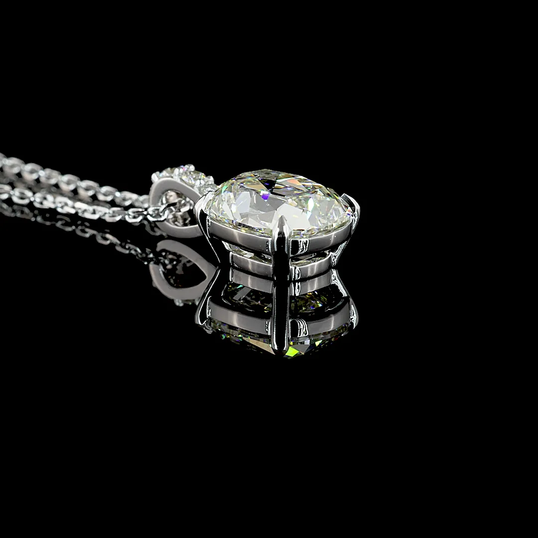 2.1 Cts 14k White Gold Antique Cushion Shape Pendant Pendant - Image 3