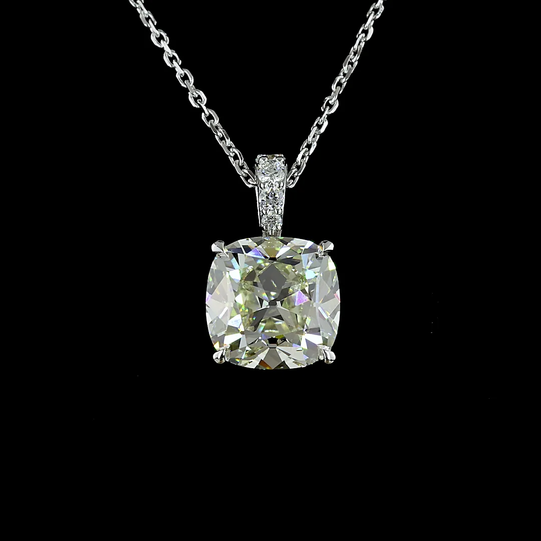 1.71 Cts 14k White Gold Antique Cushion Shape Pendant Pendant - Image 3