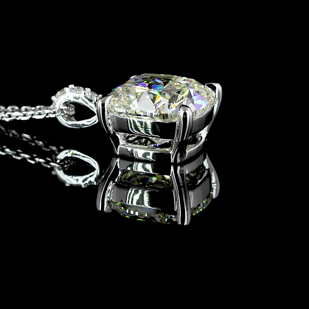 5.18 Cts 14k White Gold Cushion Modified Shape Pendant Pendant - Image 2
