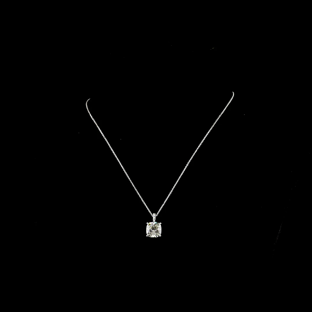 5.18 Cts 14k White Gold Cushion Modified Shape Pendant Pendant - Video