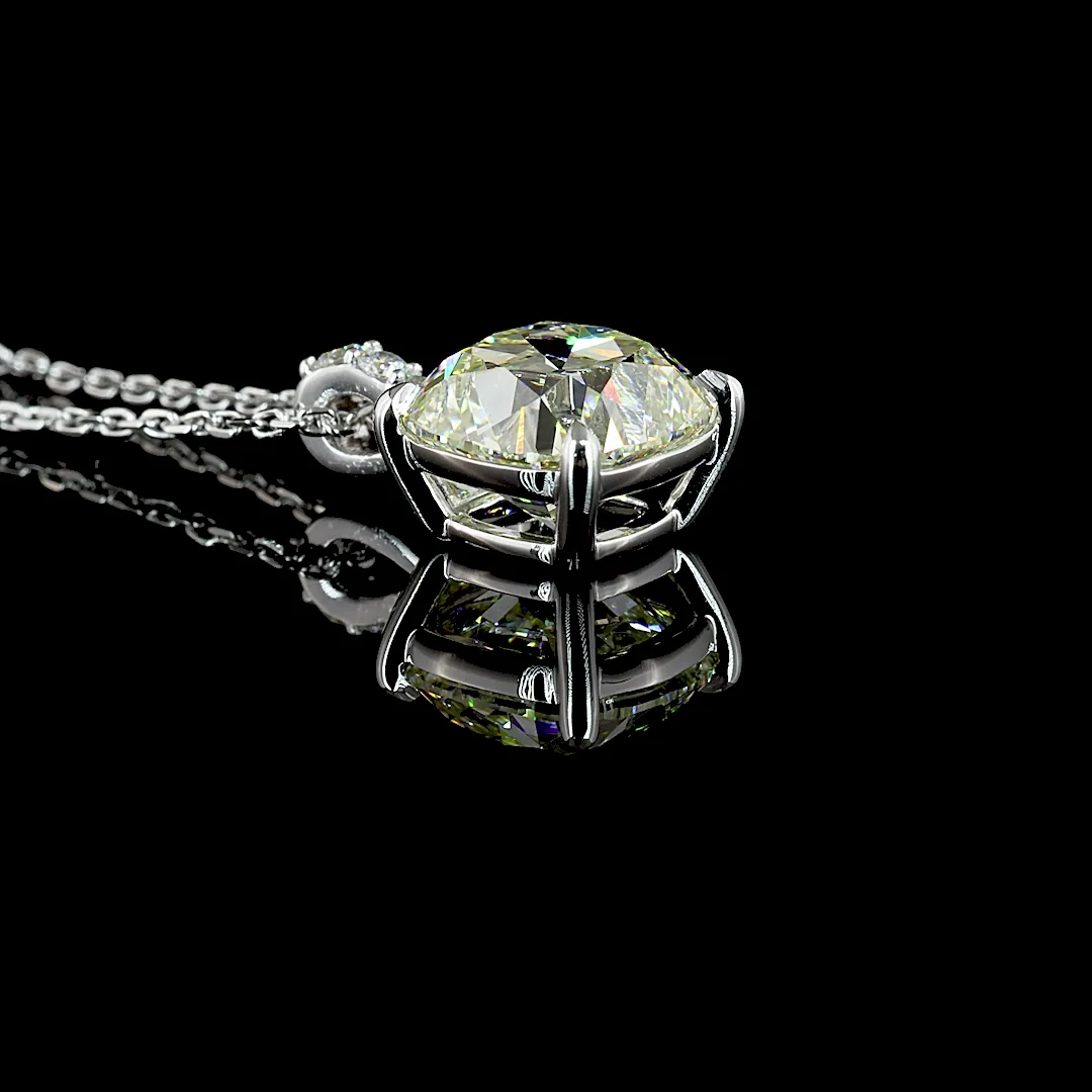 3.22 Cts 14k White Gold Square Antique Cushion Shape Pendant Pendant - Image 2