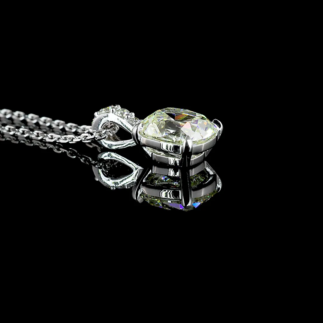1.57 Cts 14k White Gold Antique Cushion Shape Pendant Pendant - Image 2