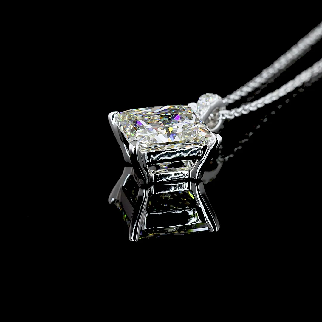 3.13 Cts 14k White Gold Princess Shape Pendant Pendant - Image 4
