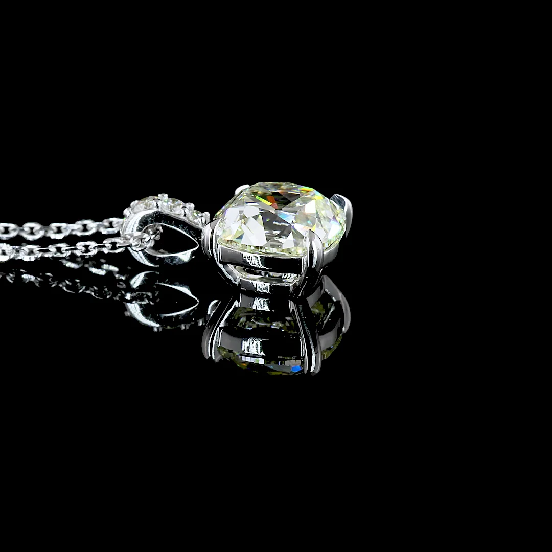 2.08 Cts 14k White Gold Antique Cushion Shape Pendant Pendant - Image 2