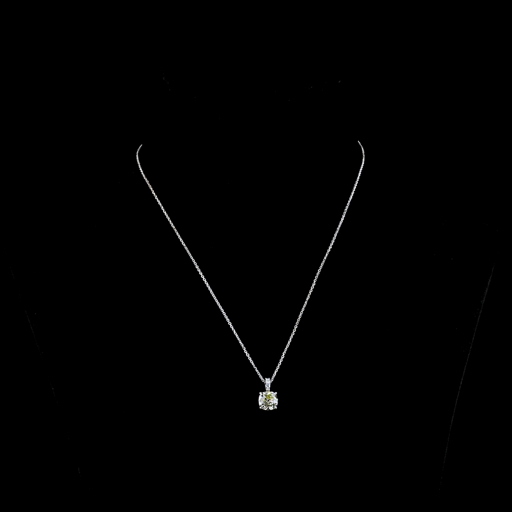 2.08 Cts 14k White Gold Antique Cushion Shape Pendant Pendant - Video