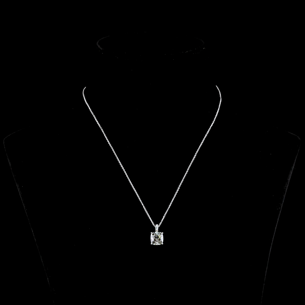 3.4 Cts 14k White Gold Cushion Modified Shape Pendant Pendant - Video