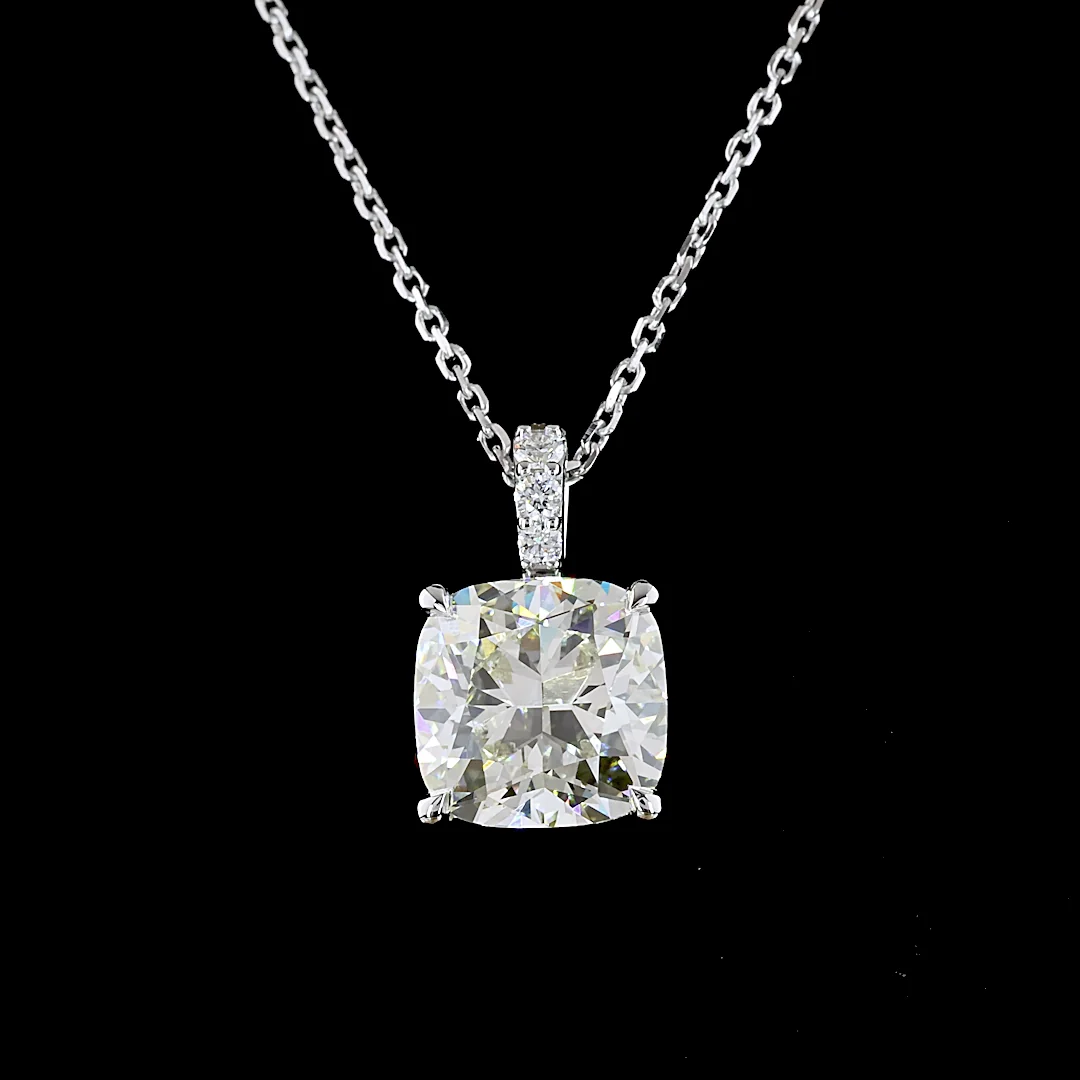 2.96 Cts 14k White Gold Cushion Modified Shape Pendant Pendant - Image 3