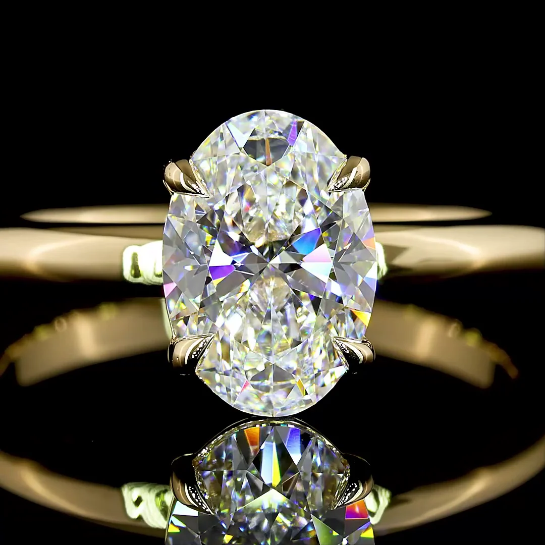 1.56 Cts 14k Yellow Gold Oval Shape Solitaire Ring - Image 3