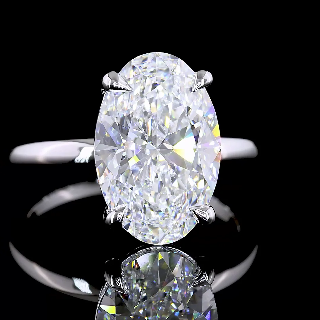 5.01 Cts 14k White Gold Oval Shape Solitaire Ring - Image 3