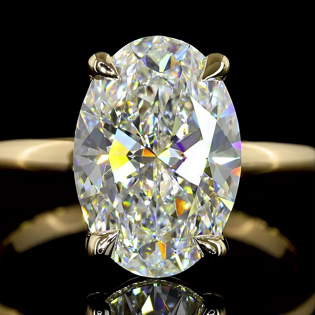 4.08 Cts 14k Yellow Gold Oval Shape Solitaire Ring - Image 3