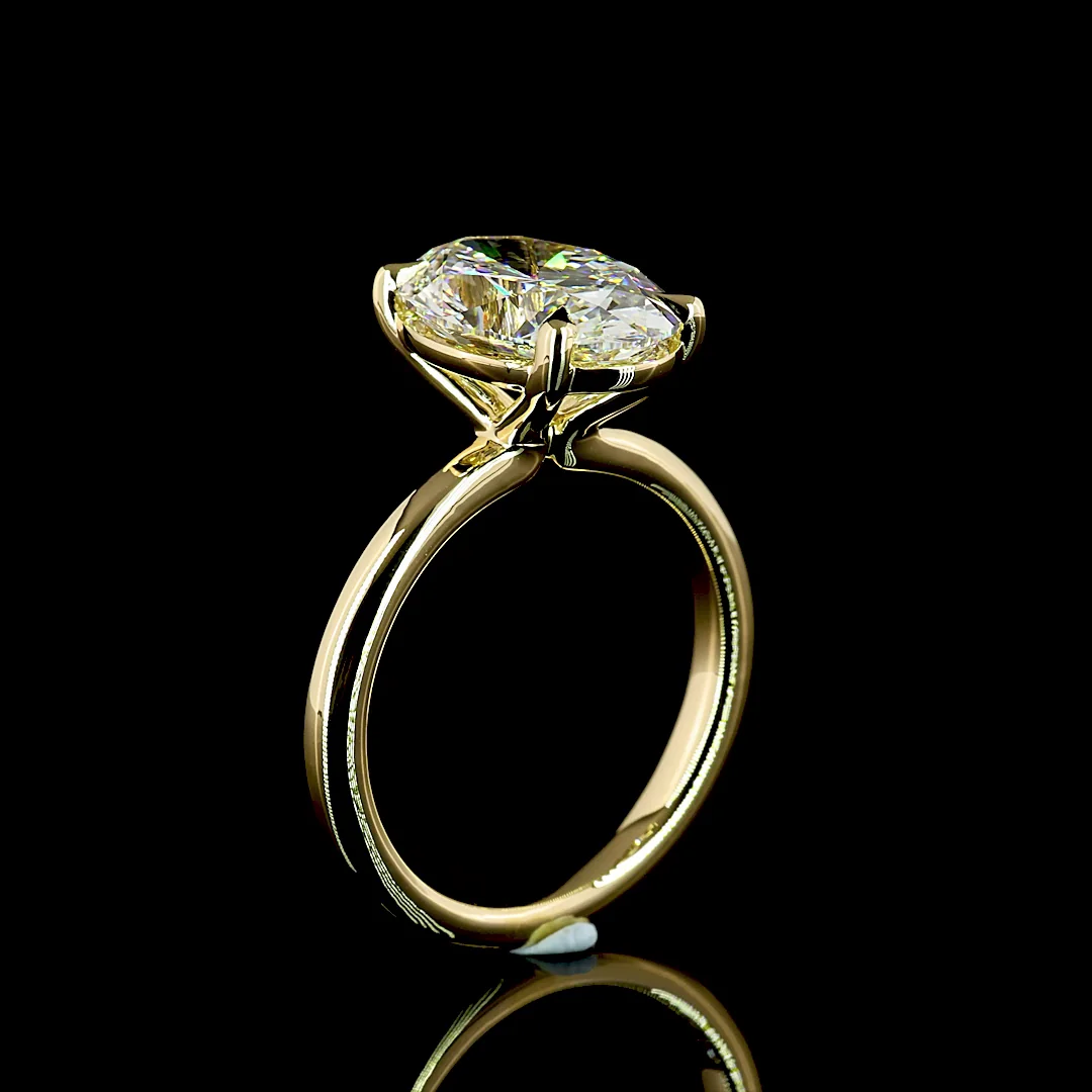 4.08 Cts 14k Yellow Gold Oval Shape Solitaire Ring - Image 4