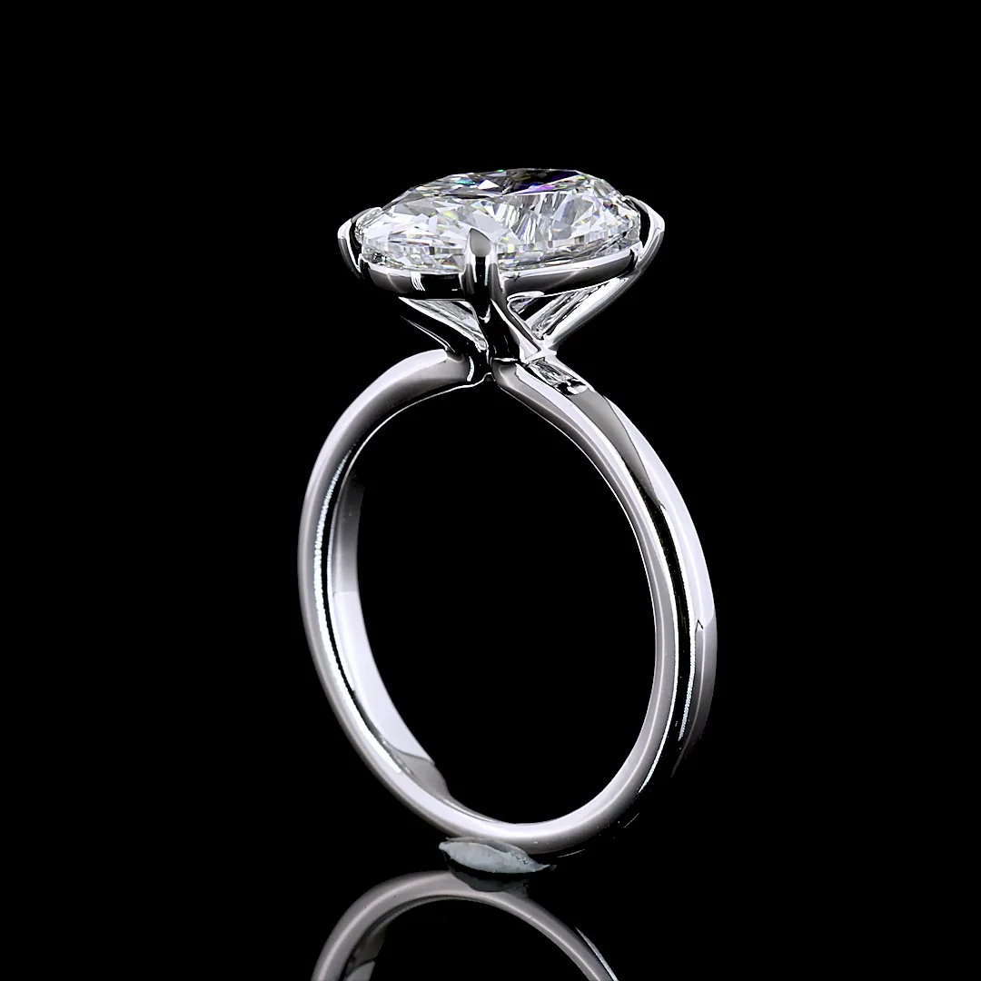 4.04 Cts 14k White Gold Oval Shape Solitaire Ring - Image 2