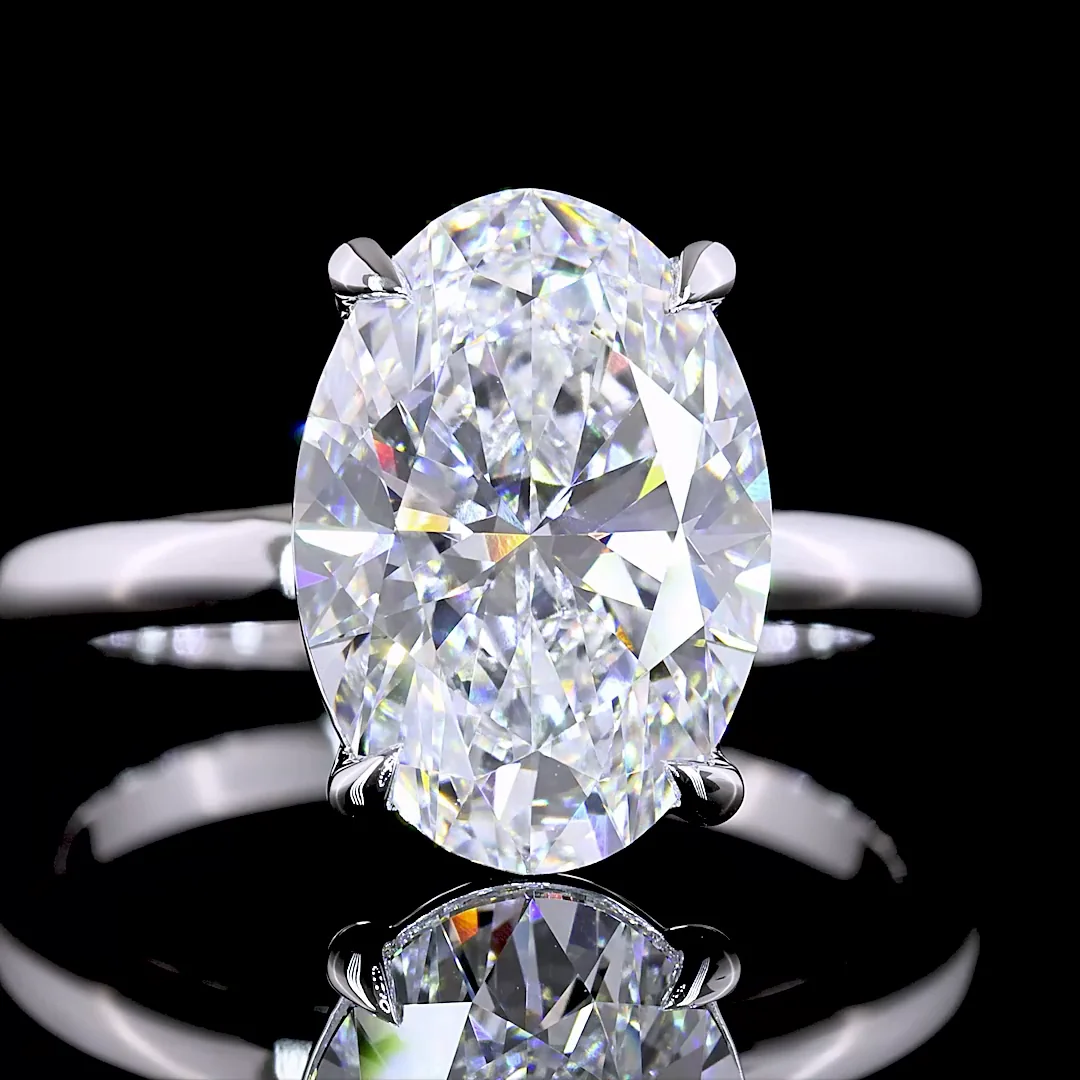 4.04 Cts 14k White Gold Oval Shape Solitaire Ring - Image 3