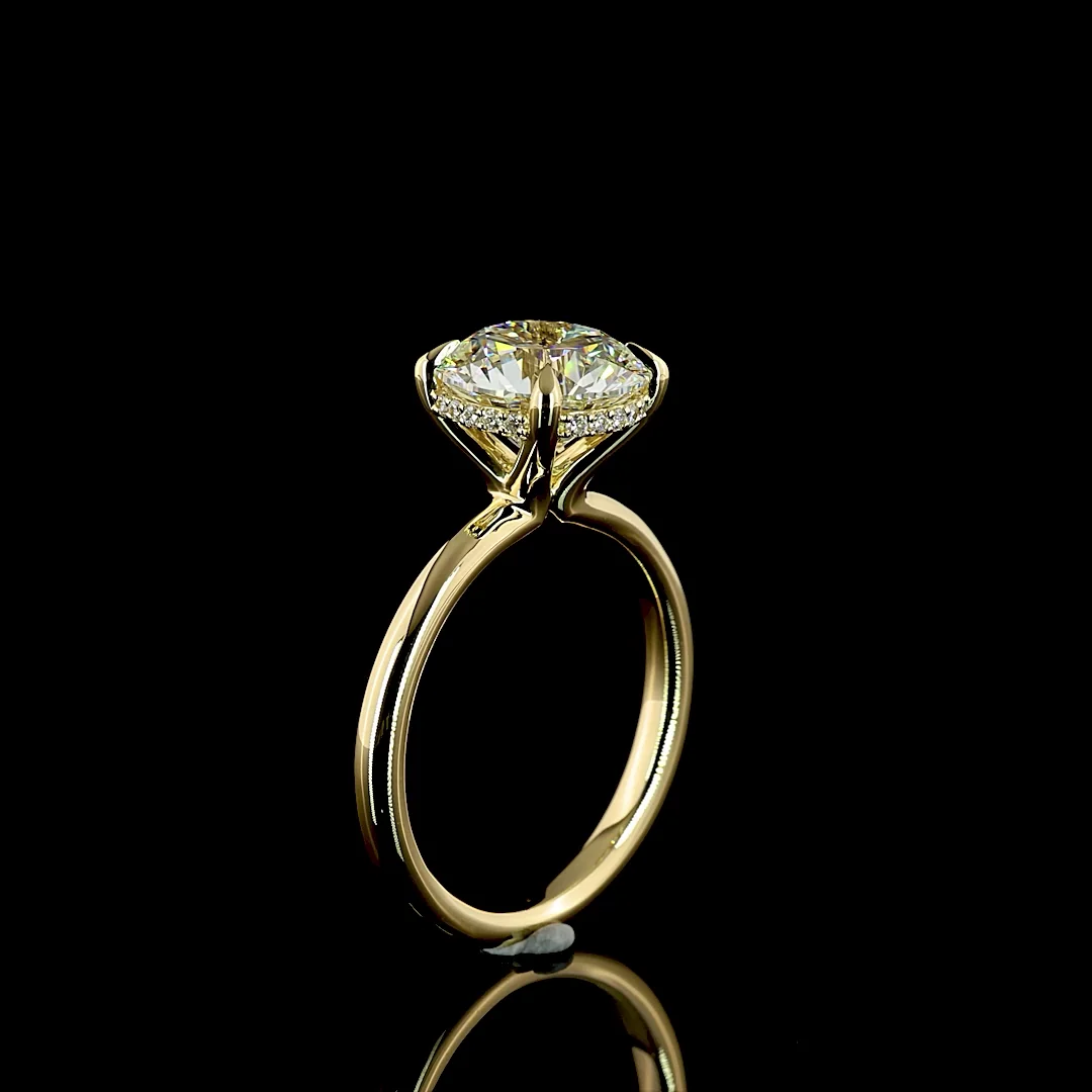 3.19 Cts 14k Yellow Gold Round Shape Hidden Halo Ring - Image 4