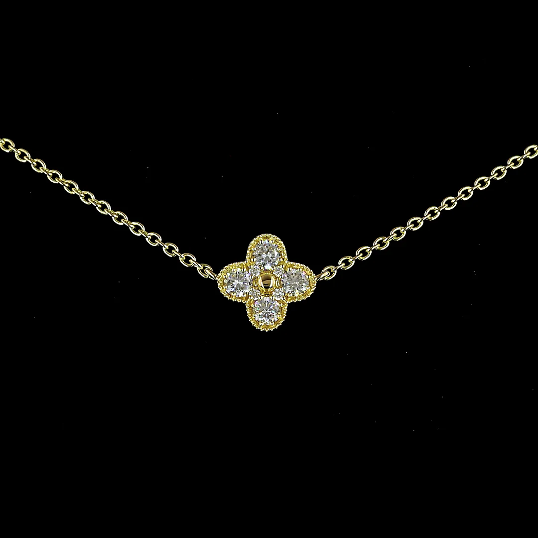 1.73 Cts 18k Yellow Gold Round Shape Station Necklace - Image 3