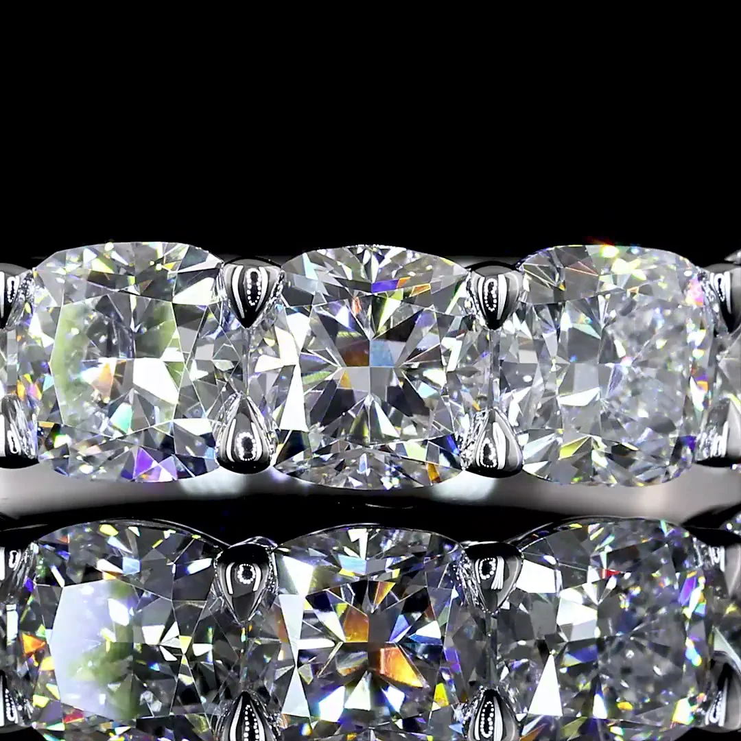 2.1 Cts 14k White Gold Square Cushion Brilliant Shape 7 Stones Eternity Band - Image 3