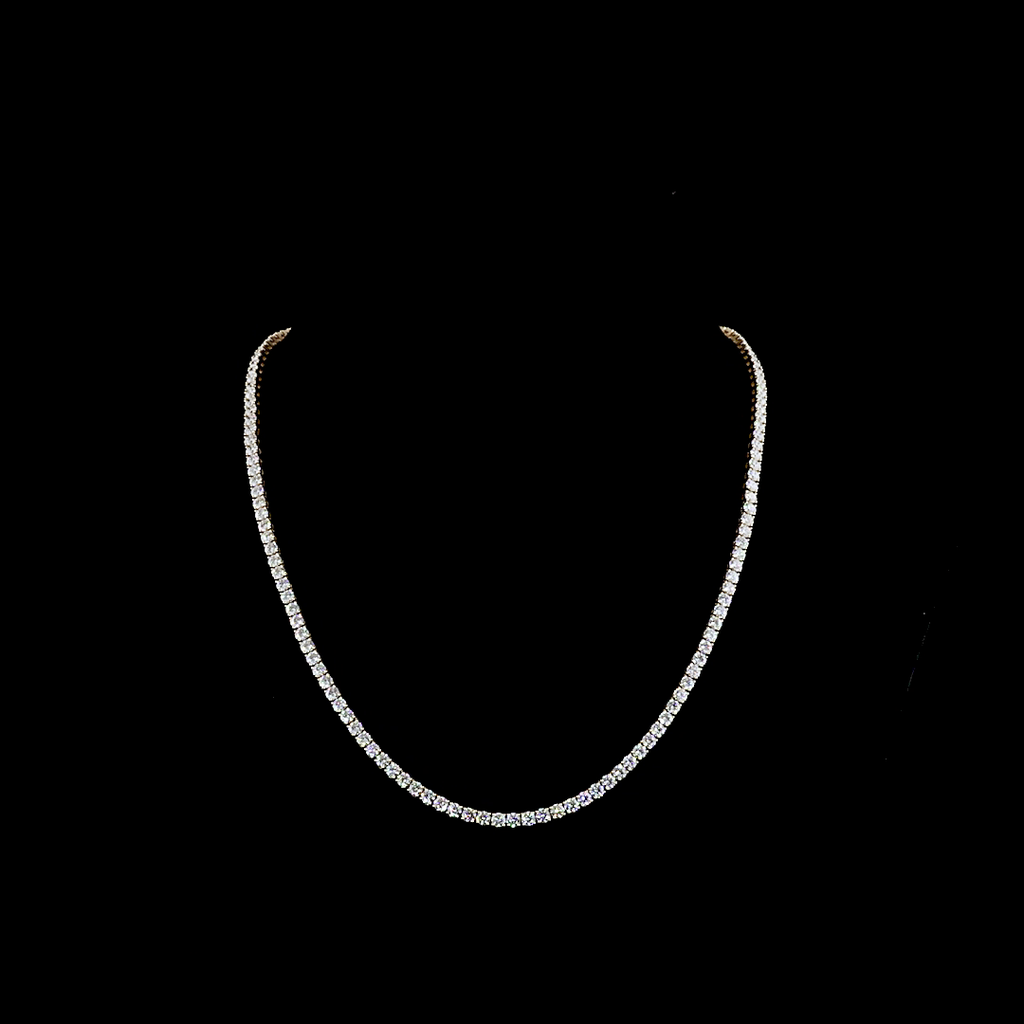 14.16 Cts 14k Yellow Gold Round Shape Tennis Necklace - Video