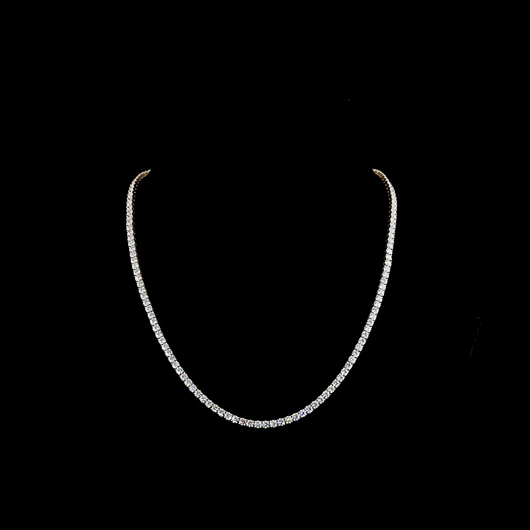 14.16 Cts 14k Yellow Gold Round Shape Tennis Necklace - Video