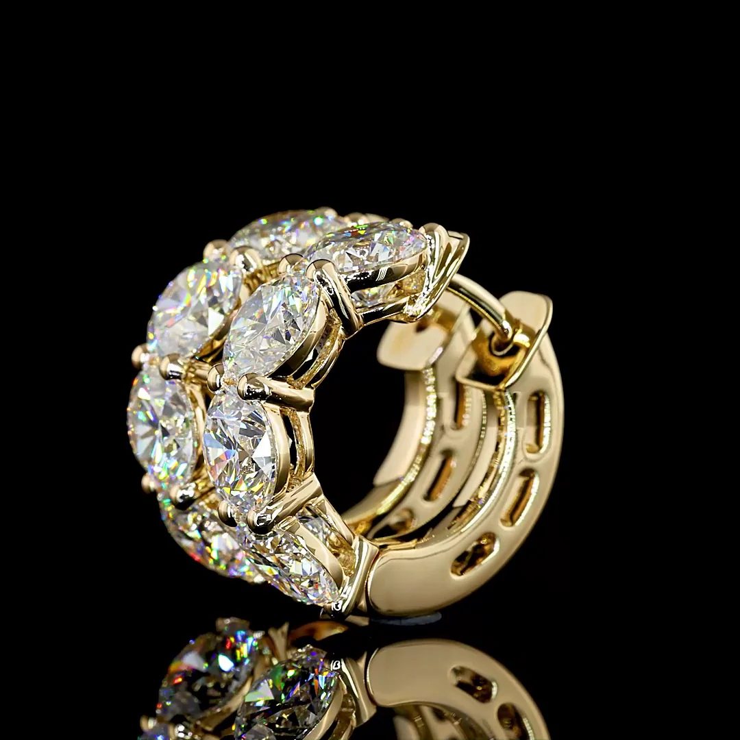 4.98 Cts 14k Yellow Gold Round Shape Huggies Earring - Image 2