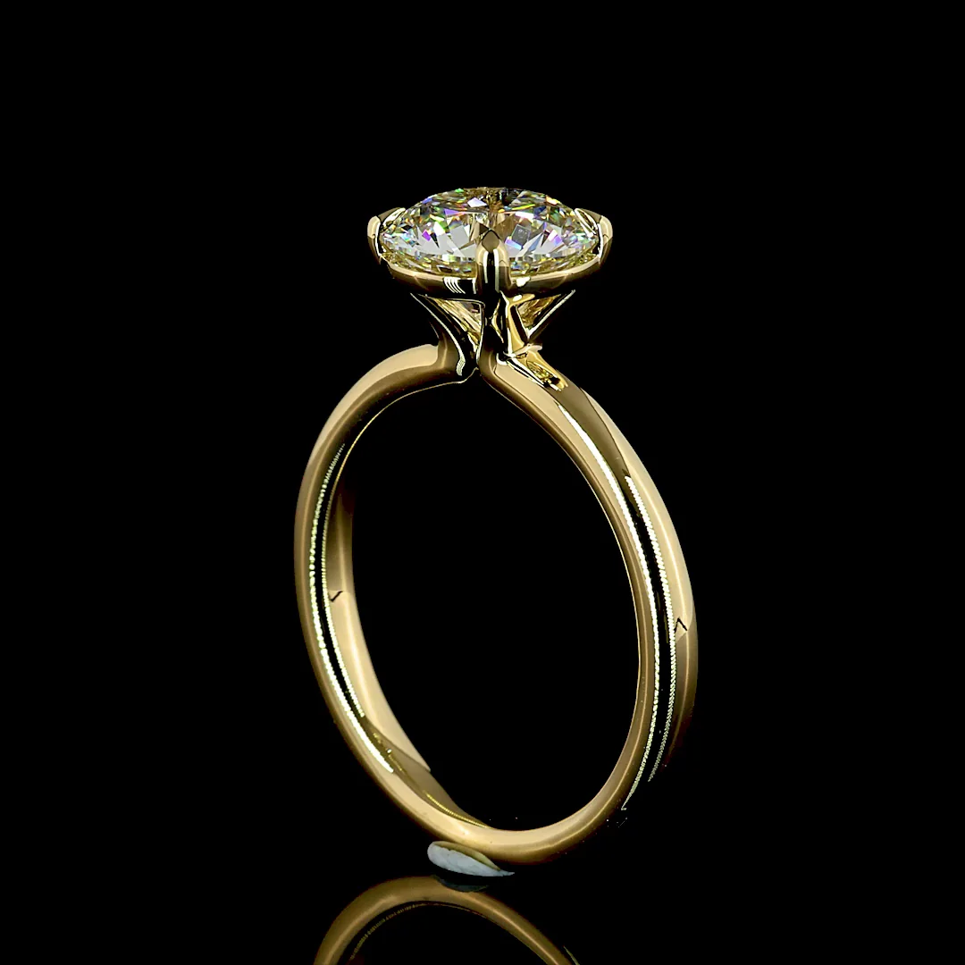 2.03 Cts 14k Yellow Gold Round Shape Solitaire Ring - Image 2