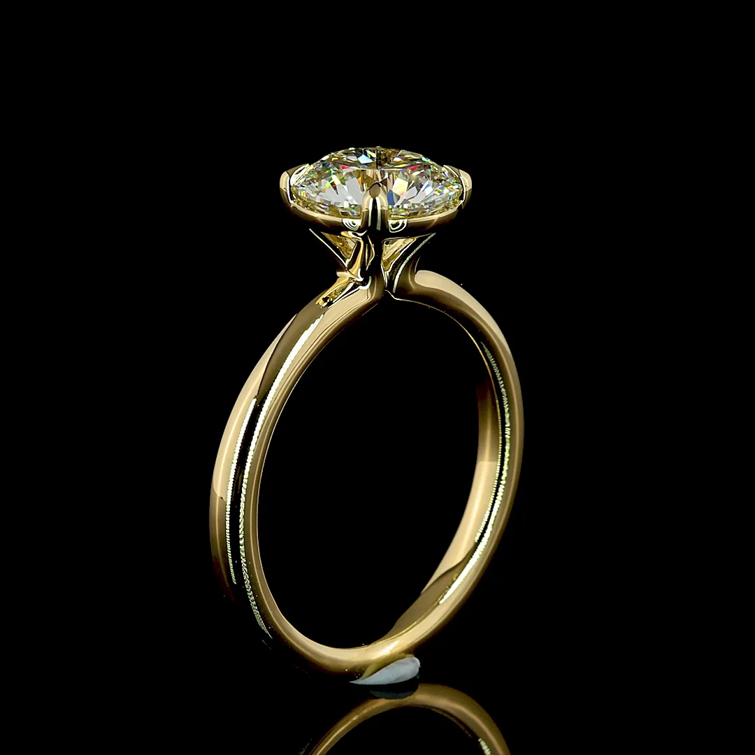 2.03 Cts 14k Yellow Gold Round Shape Solitaire Ring - Image 4