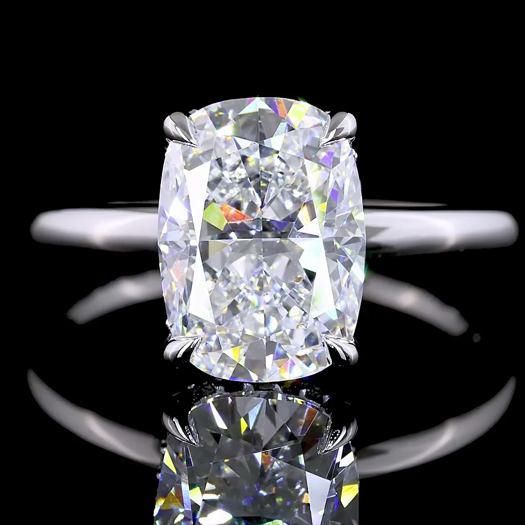 3.19 Cts 14k White Gold Cushion Brilliant Shape Hidden Halo Ring - Image 3