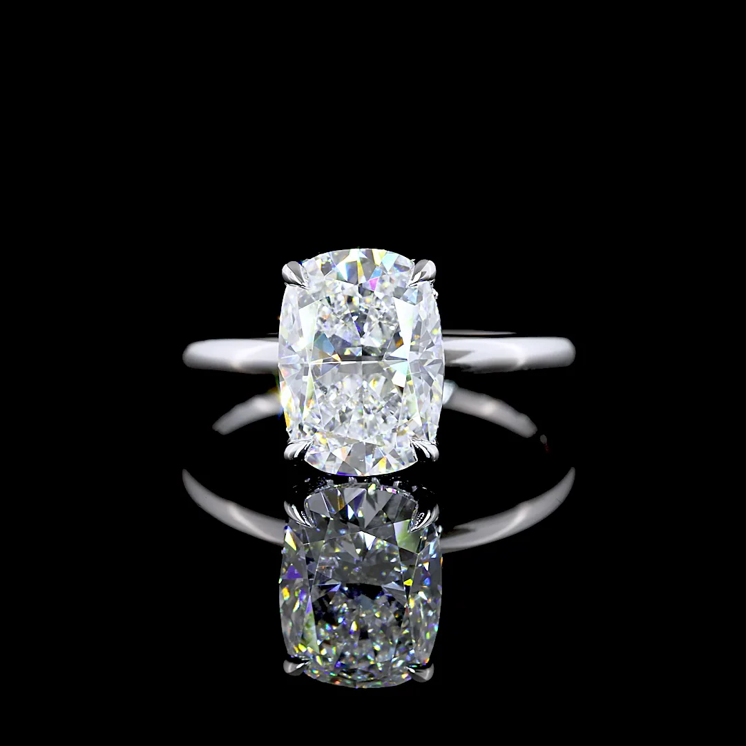 3.19 Cts 14k White Gold Cushion Brilliant Shape Hidden Halo Ring - Video
