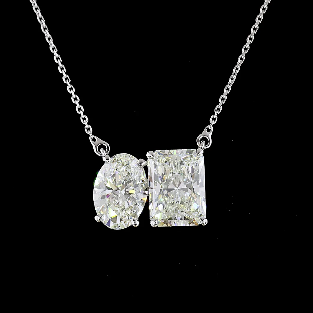 5.78 Cts 14k White Gold Radiant Shape Pendant Pendant - Image 3