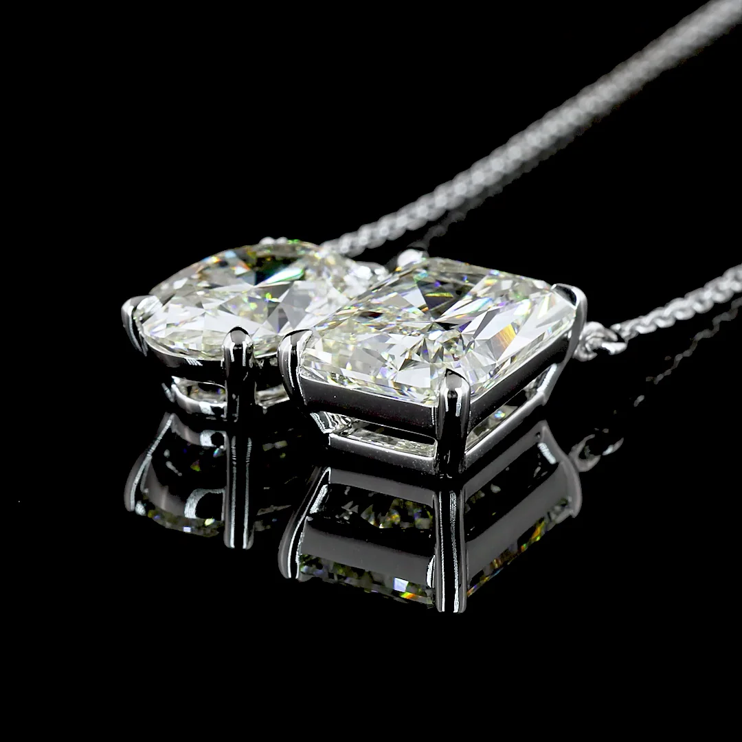 5.78 Cts 14k White Gold Radiant Shape Pendant Pendant - Image 4