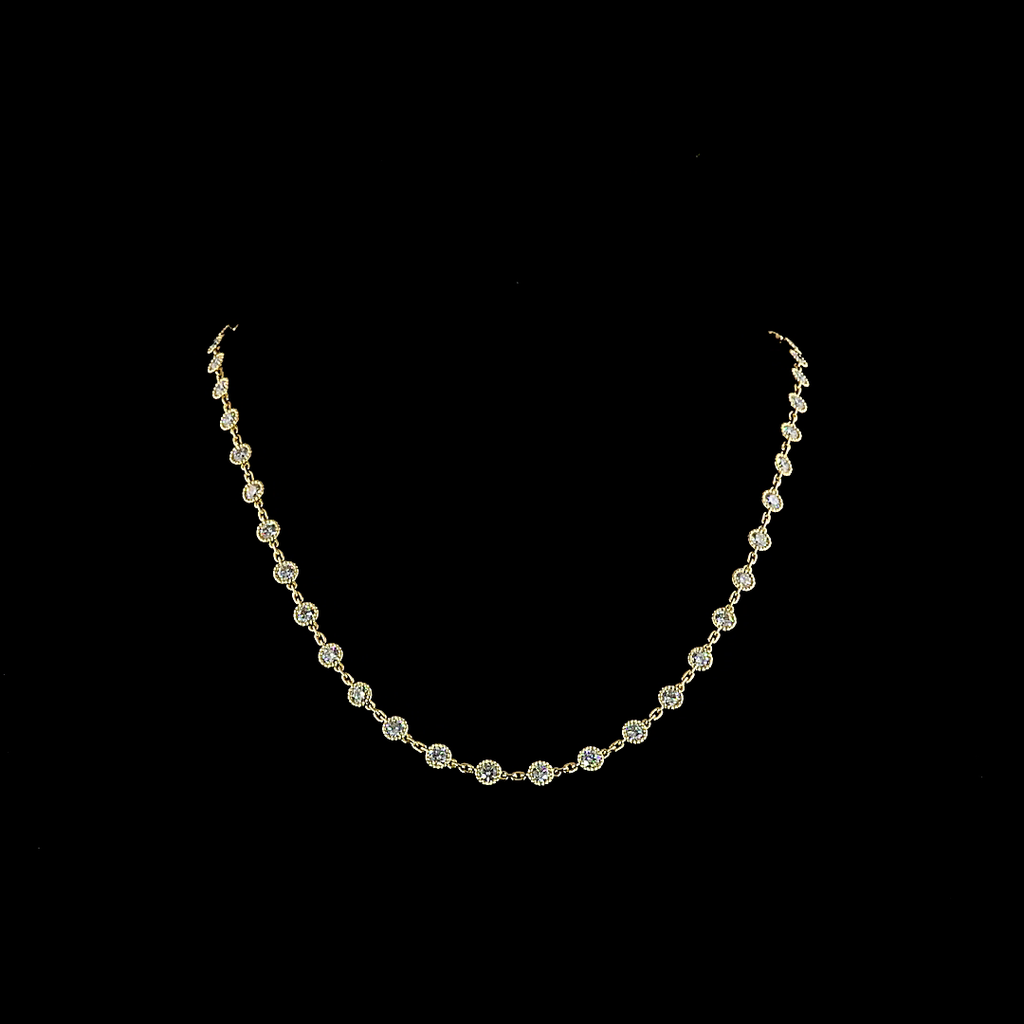 5.88 Cts 14k Yellow Gold Round Shape Station Necklace - Video