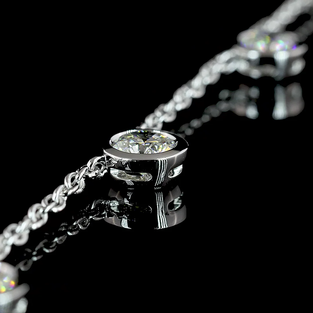 2.87 Cts 14k White Gold Round Shape Station Necklace - Image 2