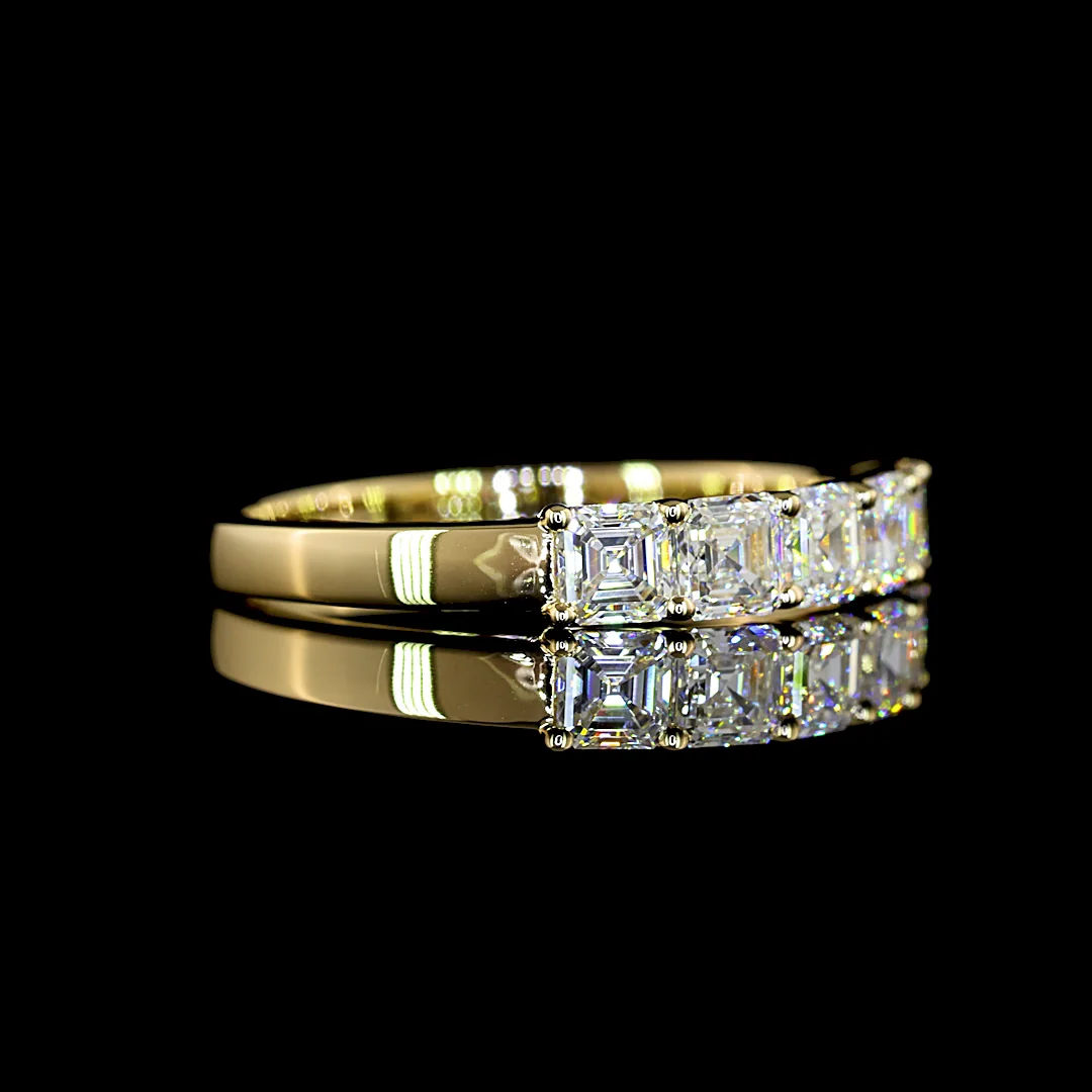 1 Cts 14k Yellow Gold Asscher Shape 5 Stones Eternity Band - Image 2