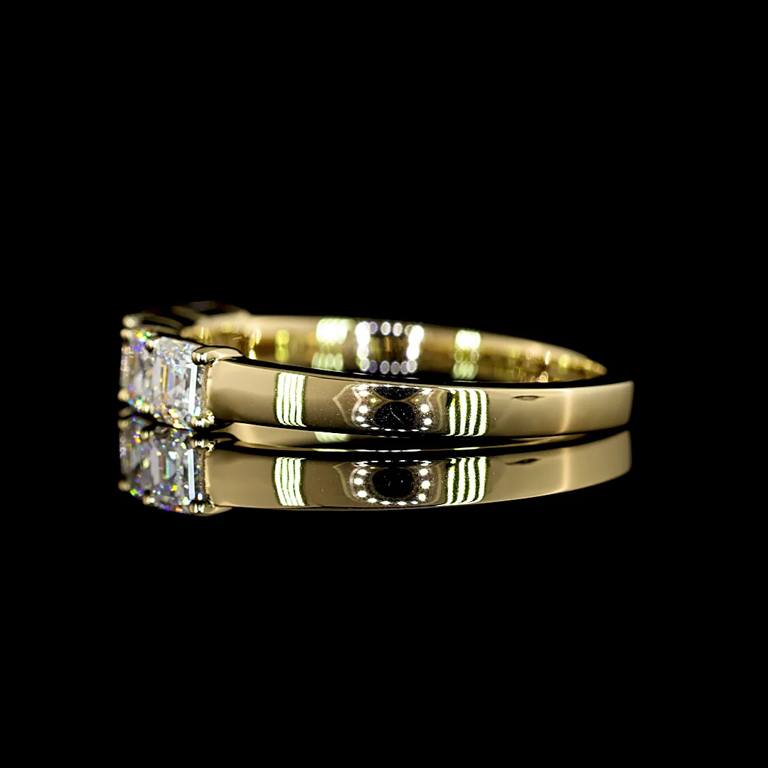1 Cts 14k Yellow Gold Asscher Shape 5 Stones Eternity Band - Image 4