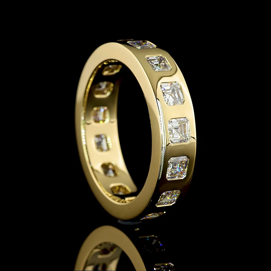 3.58 Cts 14k Yellow Gold Asscher Shape Eternity Band Eternity Band - Image 2