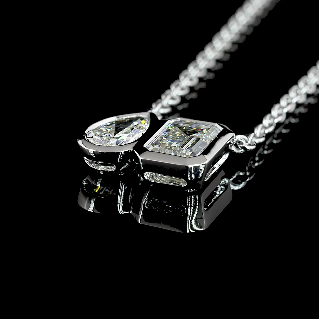 1.58 Cts 14k White Gold Mix Shape Pendant Pendant - Image 4