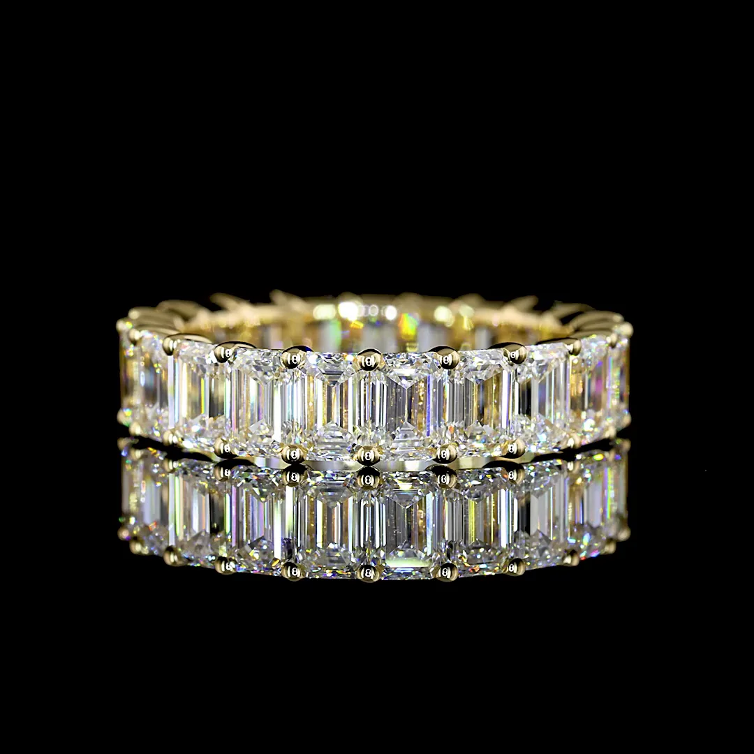 4.57 Cts 14k Yellow Gold Emerald Shape Eternity Band Eternity Band - Video