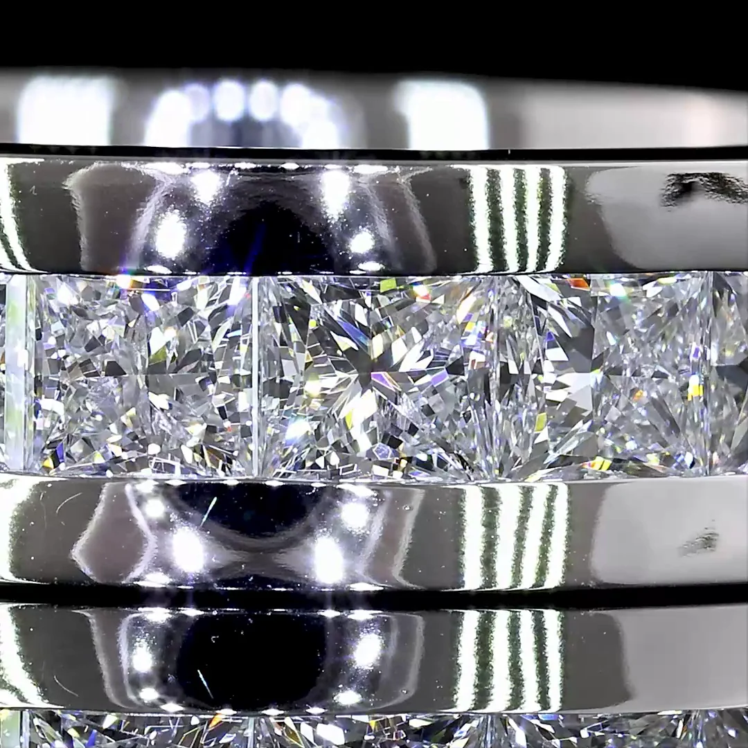 4.36 Cts 14k White Gold Princess Shape Eternity Band Eternity Band - Image 3