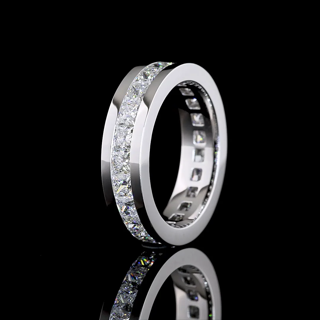 4.36 Cts 14k White Gold Princess Shape Eternity Band Eternity Band - Image 4